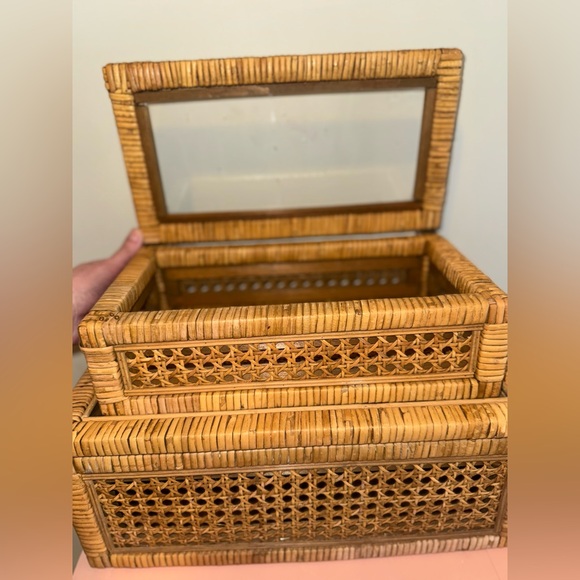 Woven Rattan Stackable Storage Display Box Set - Picture 5 of 6